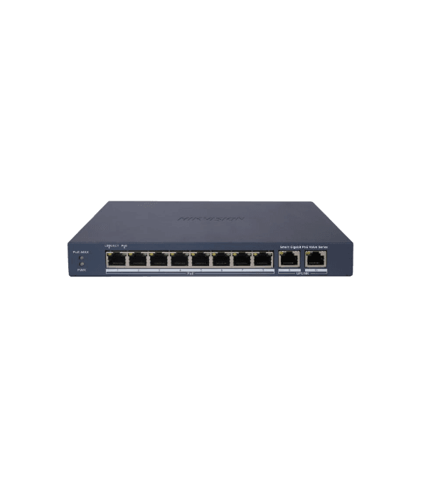 Hikvision DS-3E1510P-EI/M – Switch Gigabit 8 × PoE+ 60 W, 2 uplinks