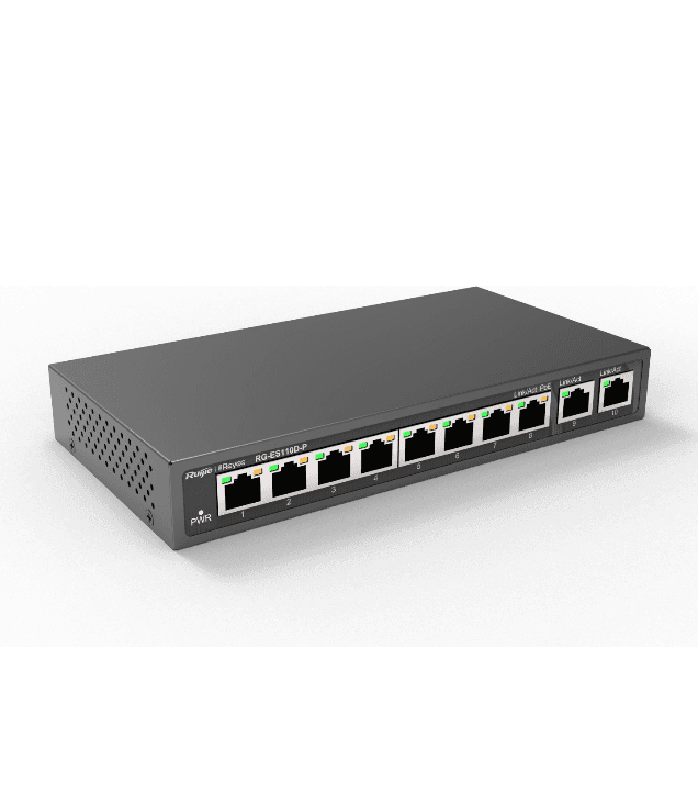 Switch de Bureau Ruijie Reyee RG-ES110D-P 10 Ports avec 8 Ports PoE+ et 2 Uplinks Gigabit